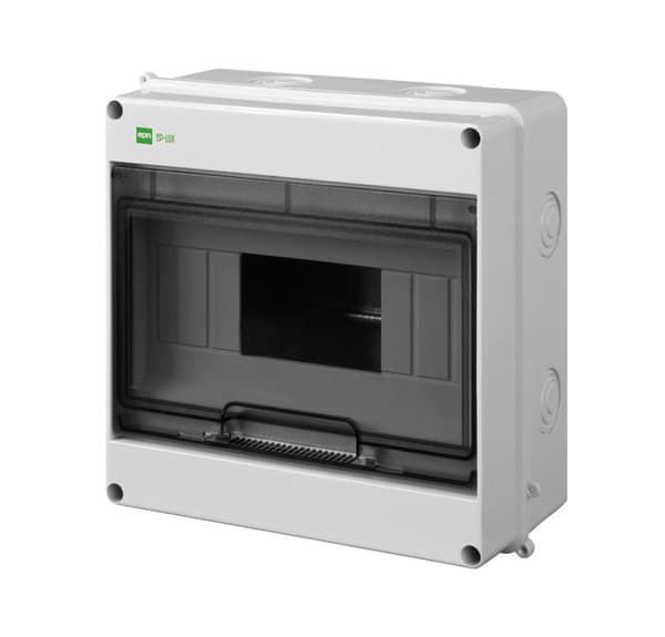 Utanpåliggande fördelningscentral EP-LUX PLUS 9-moduls IP55 med TH-35 monteringsskena och kopplingsplint