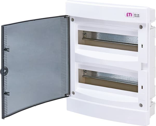 Infälld fördelningscentral 24 moduler IP40 transparent dörr ECM24PT-s