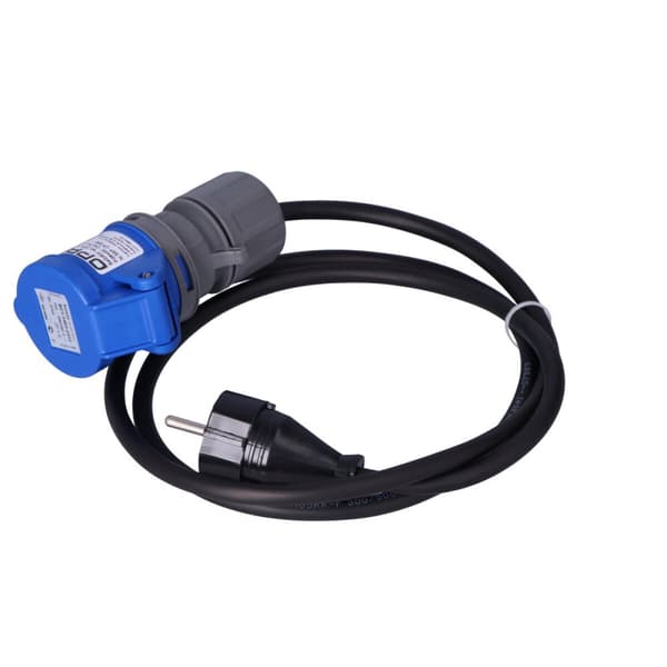 Campingreduktionsstik, stik 230V+OW 3x2,5mm2- 0,5m + bærbar stikkontakt 16A 3P, OPAL KAMPER