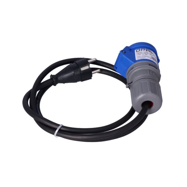Campingreduktionsstik, stik 230V+OW 3x2,5mm2- 0,5m + bærbar stikkontakt 16A 3P, OPAL KAMPER