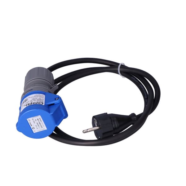 Campingreduktionsstik, stik 230V+OW 3x2,5mm2- 0,5m + bærbar stikkontakt 16A 3P, OPAL KAMPER
