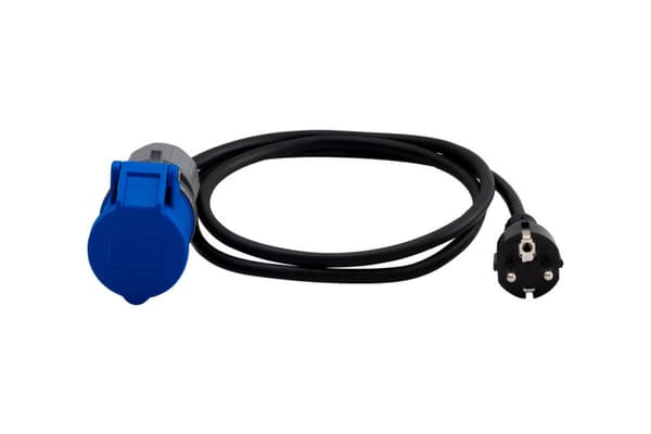Campingreduktionsstik, stik 230V+OW 3x2,5mm2- 0,5m + bærbar stikkontakt 16A 3P, OPAL KAMPER