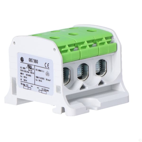 Gängad skenkoppling STB 50-3 Al/Cu 87360 SIMBLOCK, grön