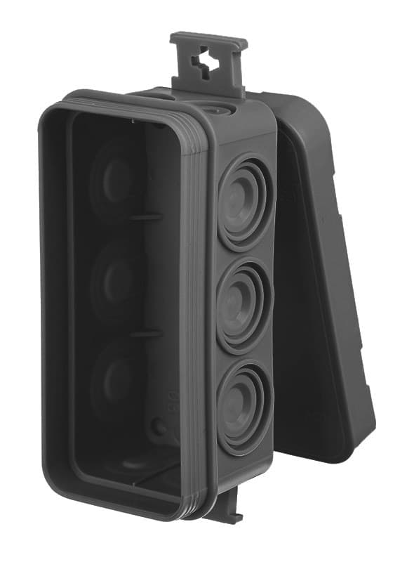 Utanpåliggande låda E10 45x90x39 - 10 membran, svart, IP55