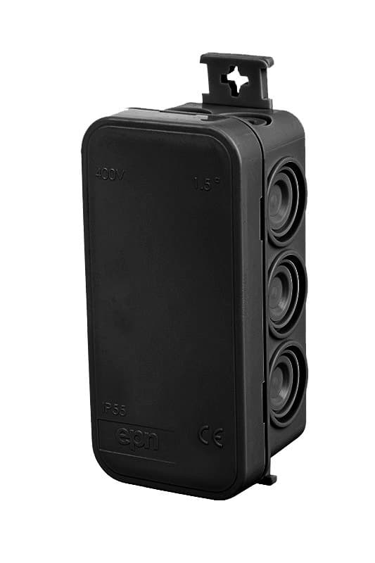 Utanpåliggande låda E10 45x90x39 - 10 membran, svart, IP55