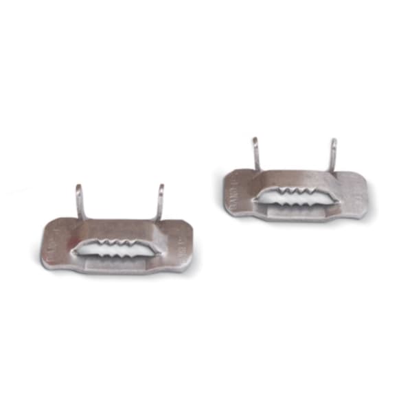 Lås til stålstropper B-955 af rustfrit stål, op til 15,7 mm brede, pakke = 100 stk.