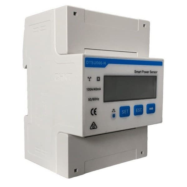 Energimåler, 3-faset, 3p4w; LCD-display; måling med transformere op til 250A; RS485-kommunikation; TH-skinnemontering