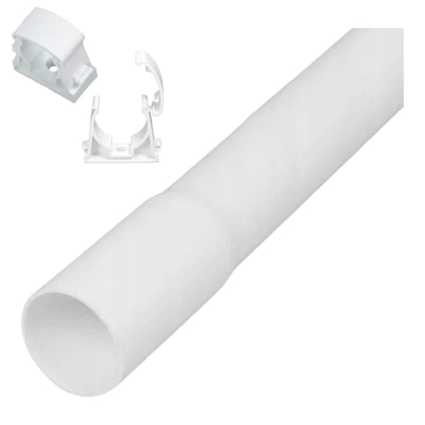 Uritettu sähköasennusputki, 2 m halkaisija 37 mm valkoinen + 2 x kahva