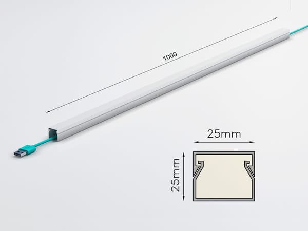 Kabelkanal 20m vit självhäftande, 2,5 x 2,5 x 200 cm / 10 x 2m