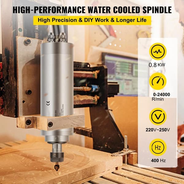 0,8KW 24000RPM vattenkyld spindelmotor, ER11 standardchuck, dynamisk balansdesign,3 högkvalitativa lager,lågt ljud,bra värmeavledning,bred applikation