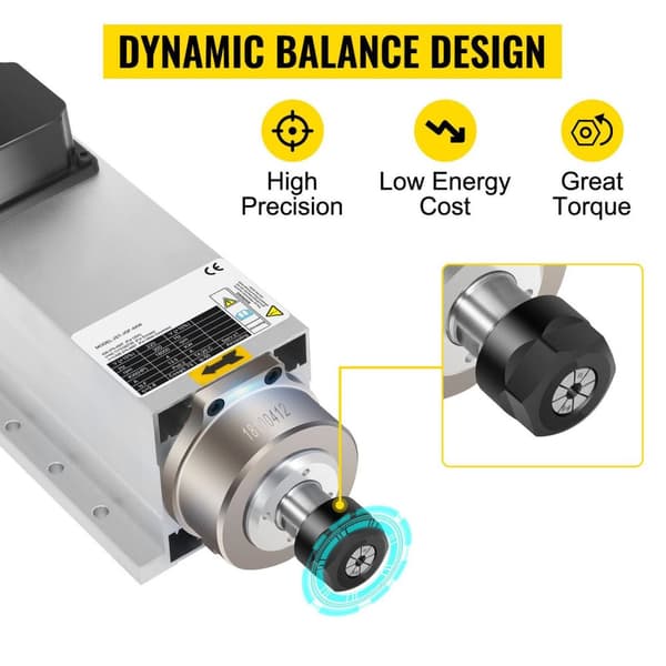 4KW 18000rpm luftkyld spindelmotor + 4KW VFD-växelriktare, ER25 standardhylsa, dynamisk balansdesign, lågt brus, bred applikation