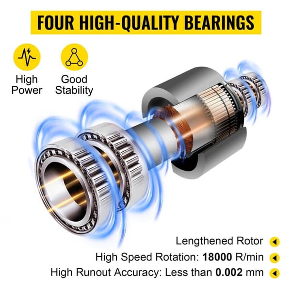 4KW 18000rpm luftkyld spindelmotor + 4KW VFD-växelriktare, ER25 standardhylsa, dynamisk balansdesign, lågt brus, bred applikation