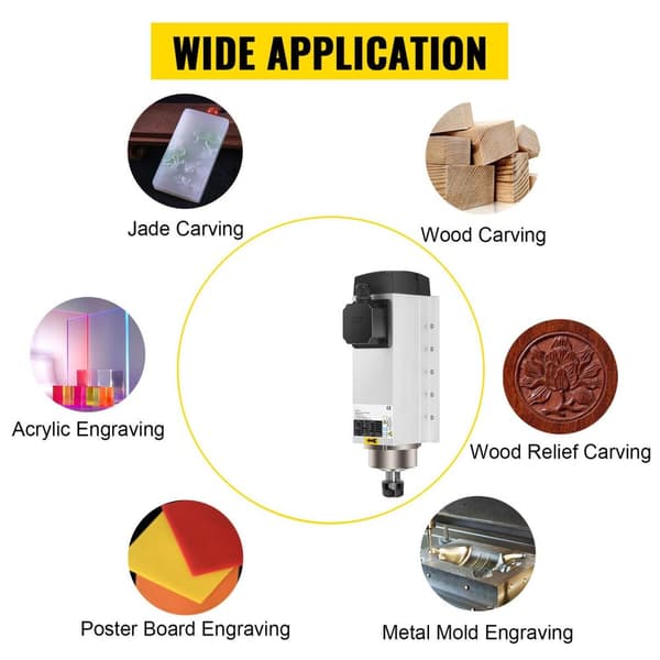 4KW 18000rpm luftkyld spindelmotor + 4KW VFD-växelriktare, ER25 standardhylsa, dynamisk balansdesign, lågt brus, bred applikation