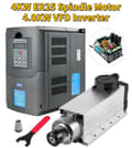 Miniatyrbild 2 av 10: 4KW 18000rpm luftkyld spindelmotor + 4KW VFD-växelriktare, ER25 standardhylsa, dynamisk balansdesign, lågt brus, bred applikation