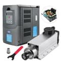Miniatyrbild 1 av 10: 4KW 18000rpm luftkyld spindelmotor + 4KW VFD-växelriktare, ER25 standardhylsa, dynamisk balansdesign, lågt brus, bred applikation