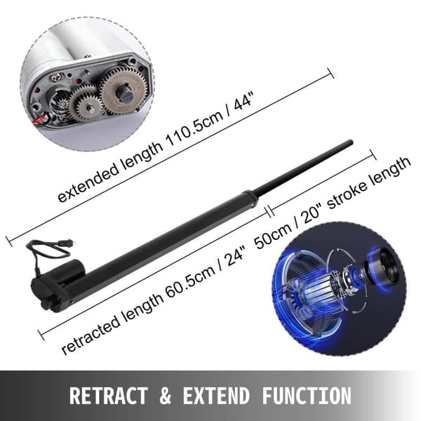 20"/508mm 10mm/s 900N 12V linjärt ställdon, indragnings- och förlängningsfunktion, kraftfull, tyst drift, snabb och enkel montering