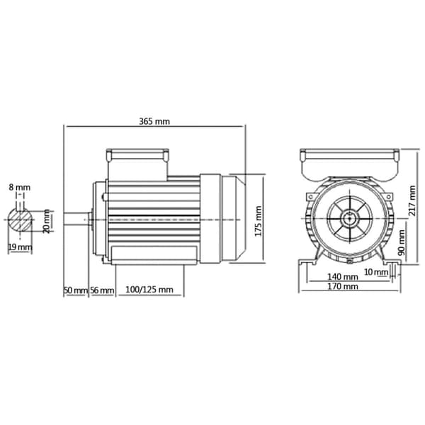Elektriske motorer - Living enfaset elektrisk motor 2,2 kW/3 hk 2-polet 2800 o/m aluminium