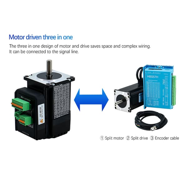Steppermotor, 2Nm Moment, Integreret Hybrid Servo Drive, 8mm