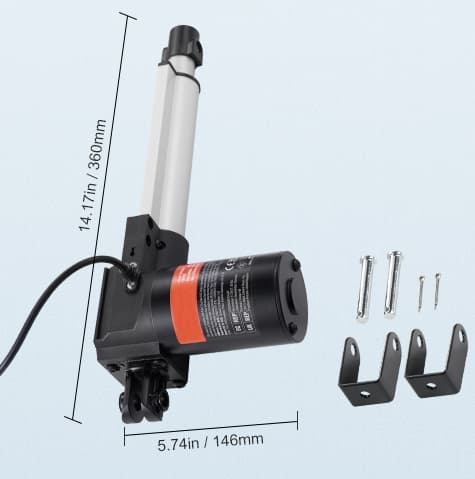 12V 6000N 5mm/s 150mm slaglängd linjärt ställdon med fäste, hållbar struktur, hög precision, hög stabilitet, IP44 skyddsnivå