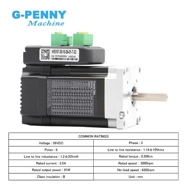 Integreret Servomotor, 100W Effekt, 3000 omdrejninger pr. minut hastighed