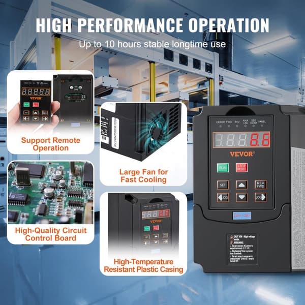 1.5KW VFD Inverter, Intuitivt Display, Omfattende Beskyttelsessystem