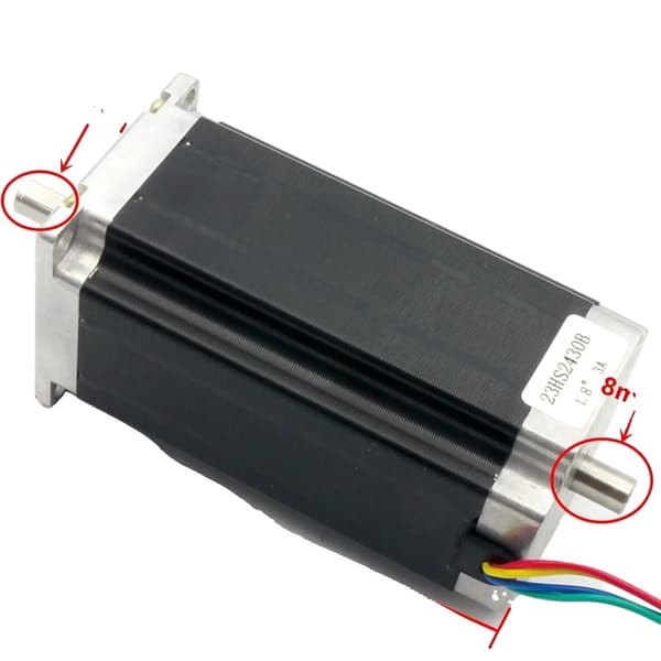 Nema23 Stepper -moottori 23HS2430B, kaksivartinen, CE-sertifioitu 112mm x 8mm,4 kpl, Kaksinkertainen akseli