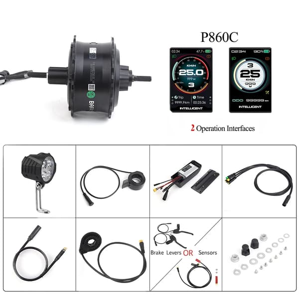 Bafang Hub Motor, 48V 500W, Vandtæt IP65 Klassificering,Fedt Bag 750W P860C, Bremse Sensor