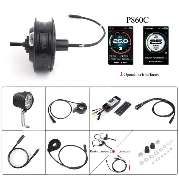 Bafang Hub Motor, 48V 500W, Vandtæt IP65 Klassificering,Bageste 500W P860C, Bremse Sensor