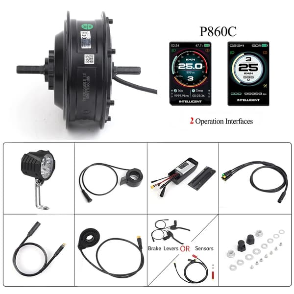 Bafang Hub Motor, 48V 500W, Vandtæt IP65 Klassificering,Bremse Sensor, Front 500W P860C