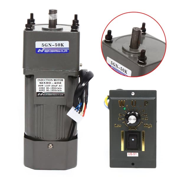 90W Gear Reduction Motor, Justerbar Hastighedsregulering, 0-27RPM Hastighedsområde, Kompakt Design