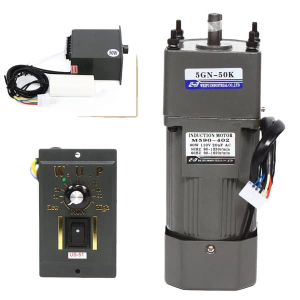 90W Gear Reduction Motor, Justerbar Hastighedsregulering, 0-27RPM Hastighedsområde, Kompakt Design