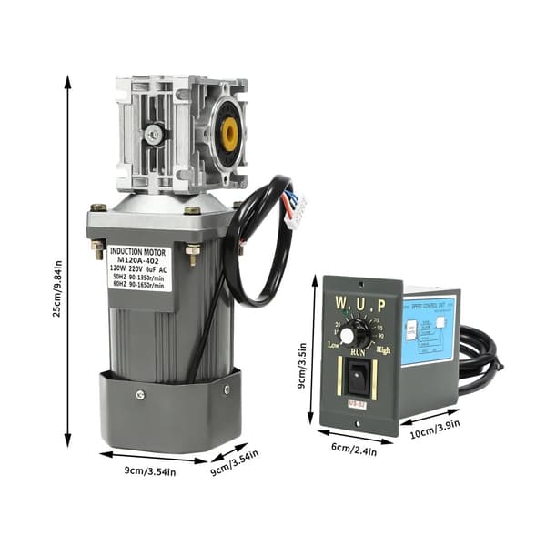 Worm Gear Motor, 120W Effekt, 30:1 Reduceringsforhold,sort