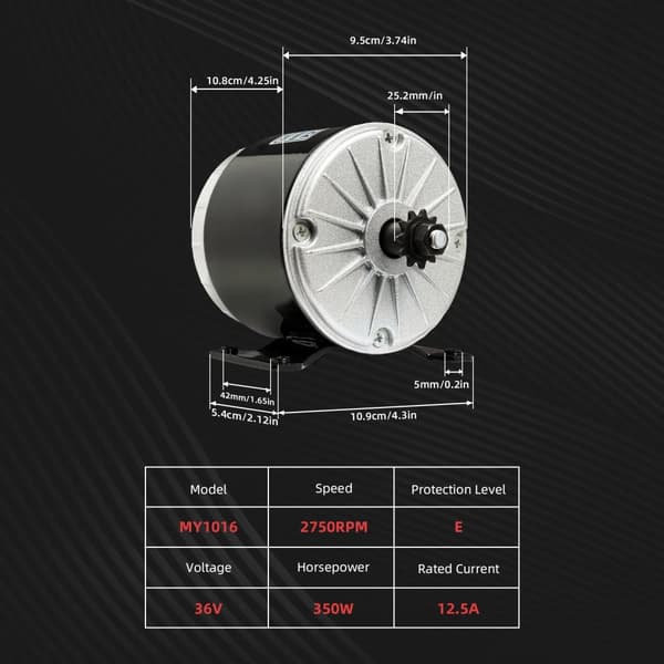 Korkean nopeuden tasavirtaharjamoottori, nimellisteho 350W, nimellisnopeus 2750RPM,36V 350W