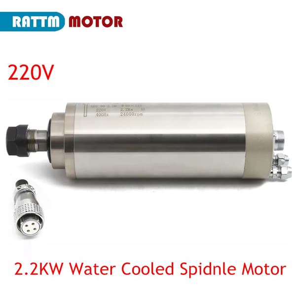2,2KW Vandkølet Spindelmotor, Høj Hastighed 24000 OMDR./MIN, Rustfrit Stål Konstruktion,Bare Spindel 220V