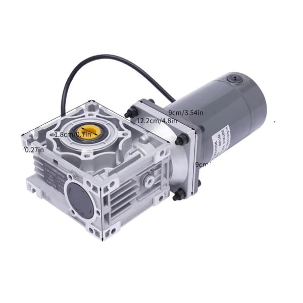 DC Gear Motor, 120W Effekt, 1800RPM Hastighed, Snekkegir ,12V, Grå