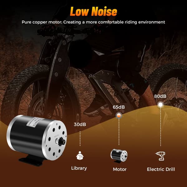 Elektrisk motor, 36 V DC, 800 W effekt, 2750 RPM hastighed,sort