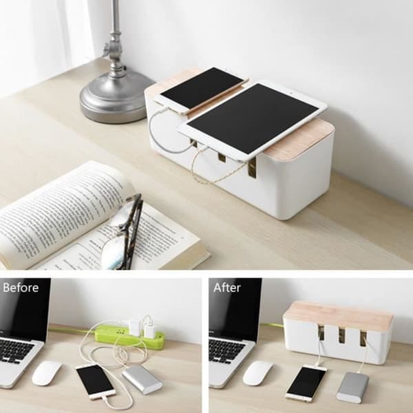 ABS Multiple Vent Holes Kabelförvaringsbox, Kabelorganisatorbox, Socket Organizer för