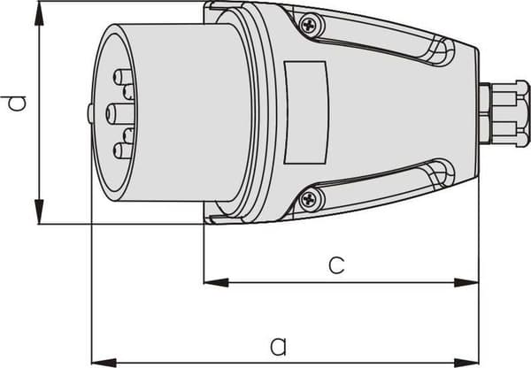 Kiinteä pistoke 16A 400V 5P IP44 WSM 16/5