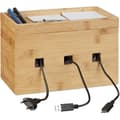 Miniatyrbild 1 av 4: Relaxdays Bamboo Laddningsdocka Kabelbox Trä Skrivbord Smartphone HxBxD: 16,5 x 25,5 x 14 cm, Natural