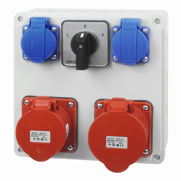 Byggeplads strømfordelingstavle, byggefordeler, strømfordeler, RSBO 1x 32A 1x 16A 4P, 2x 230V