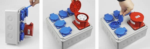 Kraftfördelningscentral för byggarbetsplats, byggfördelningscentral, kraftfördelningscentral, RSBO 1x32A 4P, 5x 230V