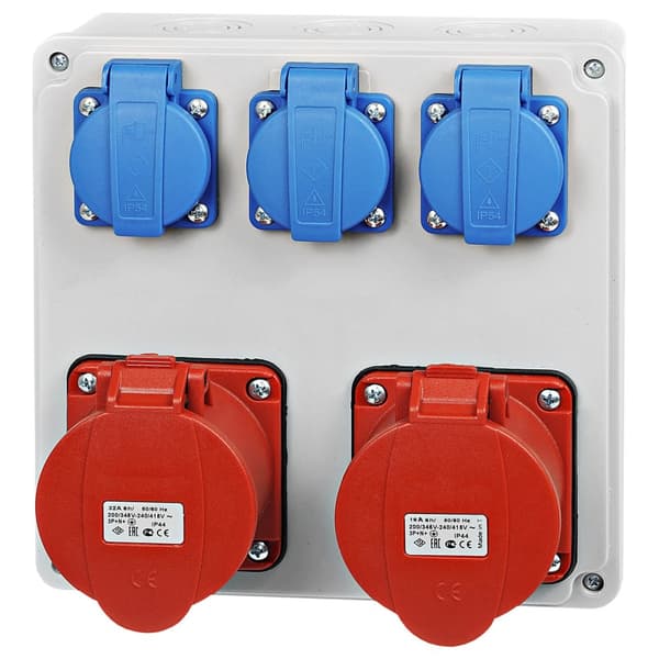 Byggepladsfordelingstavle, byggefordeler, strømfordeler, RSBO 2x 16A 4P, 3x 230V