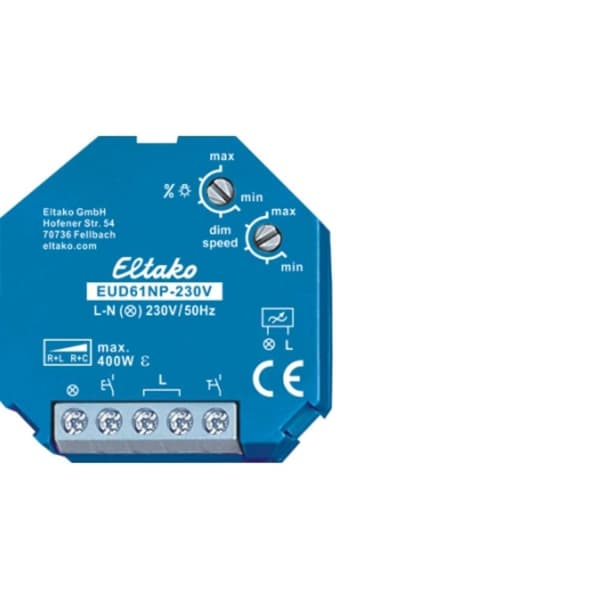 Eltako 61100801 Dimmer utanpåliggande, Dimmer infälld Lämplig för ljuskälla: Glödlampa, Lågenergilampa, Halogenlampa, L