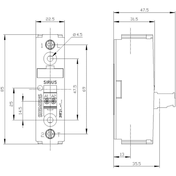 Siemens Halvledar-relä 3RF21301AA02 30 A Växelspänning (max.): 230 V/AC 1 st