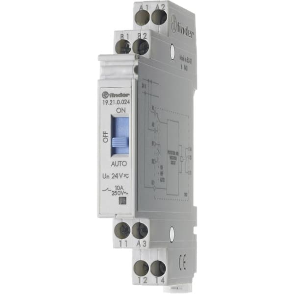 Finder 19.21.0.024.0000 industrirelä Nominell spänning: 24 V/DC, 24 V/AC Växelström (max): 10 A 1 switch 1 st