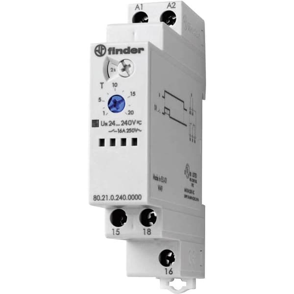 Finder 80.21.0.240.0000 80.21.0.240.0000 Tidsrelä Monofunktionell 1 st Tidsdomän: 0.1 s - 20 h 1 switch