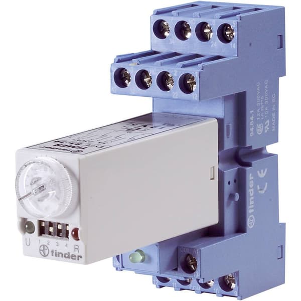 Finder 85.04.8.240.0000 85.04.8.240.0000 Tidsrelä Multifunktionell 230 V/AC 1 st Tidsdomän: 0.05 s - 100 h 4 switch