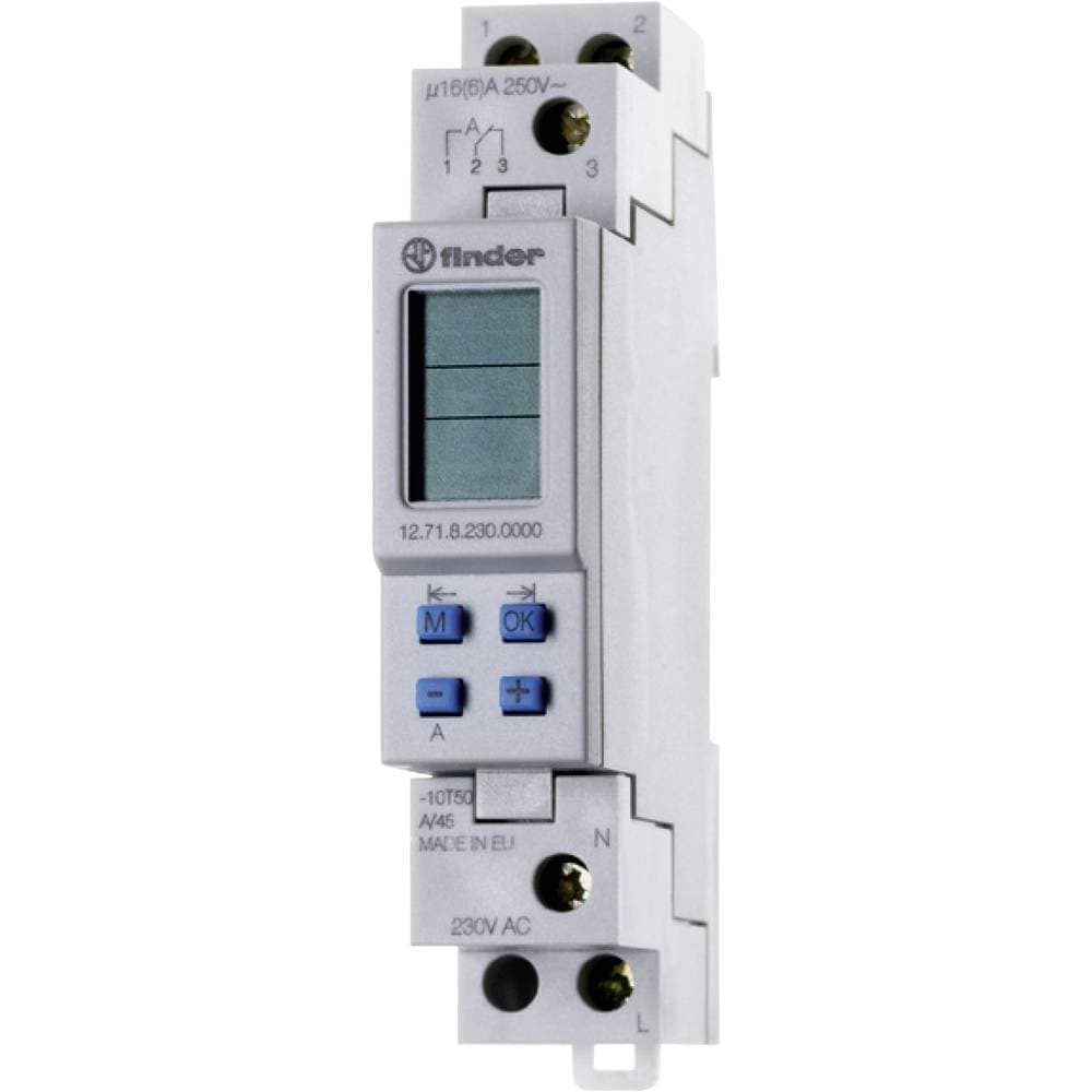 kopplingsur för DIN-skena Driftspänning: 230 V/AC Finder 12.71.8.230.0000 1 switch 16 A 250 V/AC Veckoprogram