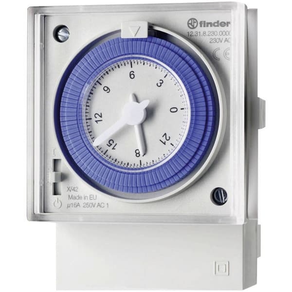 Tidsur för frontmontering Driftspänning: 230 V/AC Finder 12.31.8.230.0000 1 switch 16 A Dagsprogram
