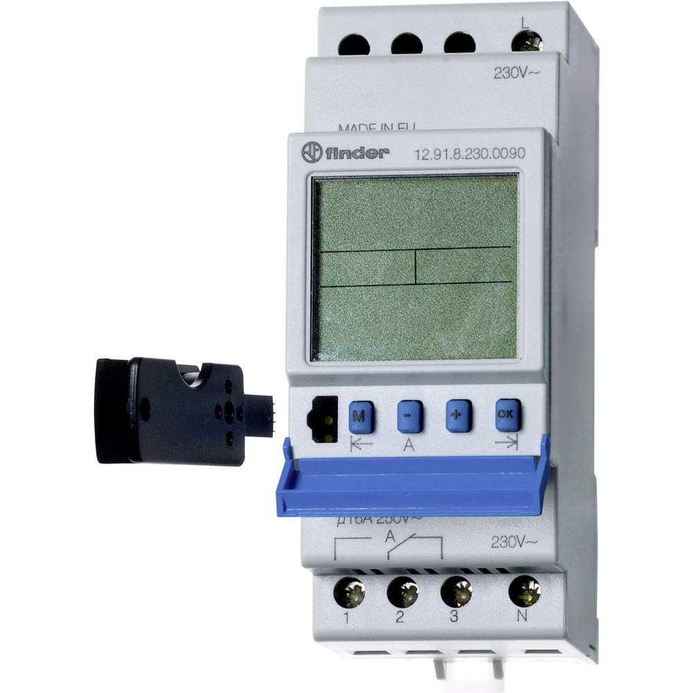 kopplingsur för DIN-skena Driftspänning: 230 V/AC Finder 12.91.8.230.0090 1 switch 16 A 250 V/AC Dagsprogram
